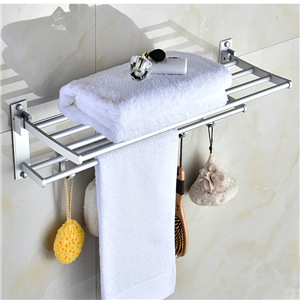 加厚免打孔太空铝合金浴室折叠浴巾架 卫生间毛巾架